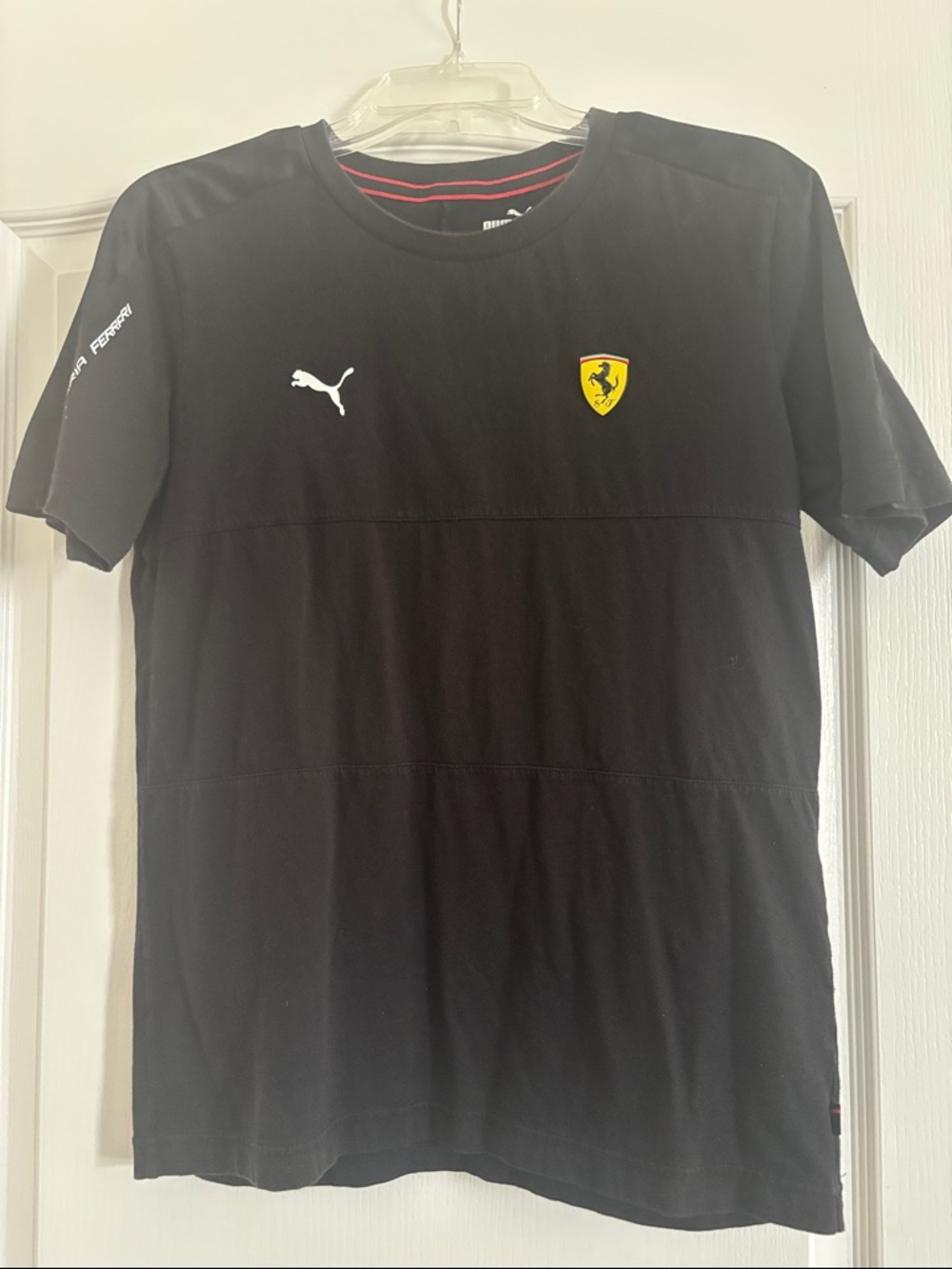 Puma Black Tee with Yellow Ferrari Shield